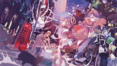 Cats cars Zeppelin hats phone booth scarfs cities anime girls 