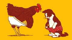 Cats Chickens underwear surreal artwork