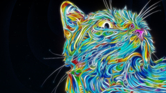 cats colorful Matei Apostolescu psychedelic Fractalius Animals