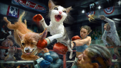 Cats Dogs paintings artwork