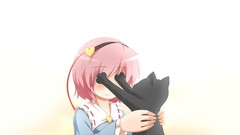 Cats dress Hearts Ribbons blush pink hair anime girls short 