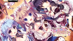 Cats dress sitting blondes blue hair smiling anime girls blue 