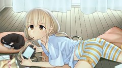 Cats food Anime blondes long hair anime girls brown eyes futaba 