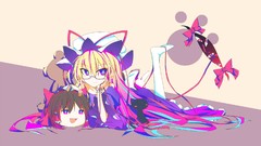 Cats glasses hats blondes long hair brunettes hakurei reimu 