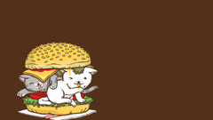Cats hamburgers brown background