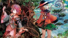 Cats hats blondes skirts pink hair pink eyes anime girls blue 