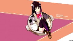 Cats long hair anime girls black hair nekomimi