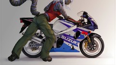 Cats motorbikes furry animals