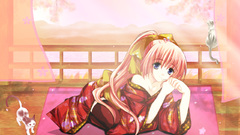 Cats pink hair curtains