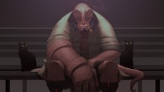 Cats smoke bench Hellboy smoking demons