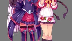 Cats wings dress elves red eyes anime girls Simple Background 