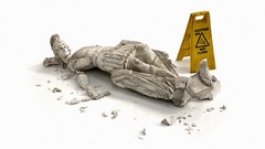 Caution fallen broken soldiers white background statues funny 