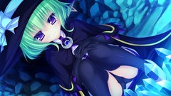 Cave crystals hats magician bow stockings short hair green hair 
