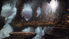 Caves fantasy art towns