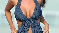 Celebrity Actress models photo shoot black hair bikini nabilla 