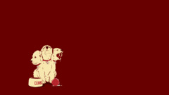 Cerberus dog Minimalism Animals red background