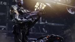 cgi robot cyborg gun machine gun digital art weapon render 3d