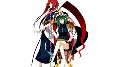 Chains anime girls scythe green hair touhou shikieiki 