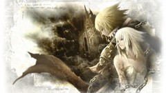 Chains blondes anime girls short hair anime boys capes