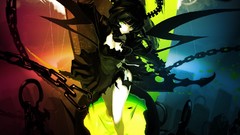 Chains green eyes black rock shooter black hair Dead Master