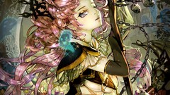 Chains pink hair anime girls underboobs