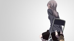 Chairs Anime long hair anime girls school uniforms gray hair 