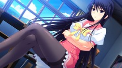 Chairs Anime Manga smiling anime girls classroom school uniforms