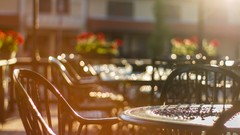 Chairs bokeh urban outdoors sunlight