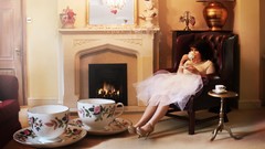 Chairs cups fireplaces