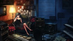 Chairs headphones dress keyboards hatsune miku vocaloid stereo 