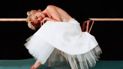 Chairs Marilyn Monroe blondes barefoot white dress Milton H. 