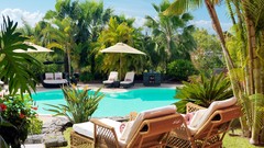 Chairs palm trees resort canary islands swimming pools