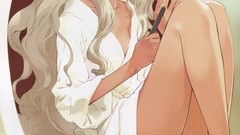 Chairs Plants Anime blondes long hair anime girls original 