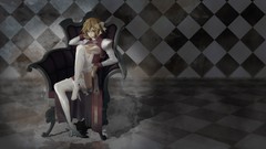 Chairs stockings blondes anime girls lingerie blue eyes 