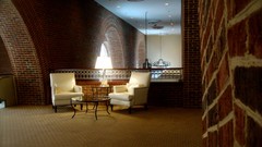 Chairs Tables brick wall