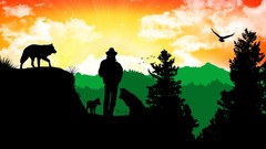 Characters silhouettes multicolor artwork digital art Wolf Guy