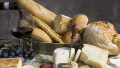 Cheese bread wine baguette