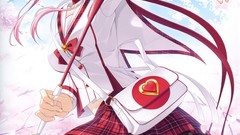 Cherries skirts blush pink hair pink eyes anime girls wand 