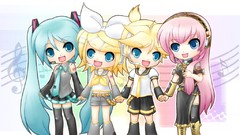 Chibi anime girls hatsune miku vocaloid megurine luka kagamine 