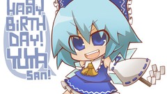 Chibi blue hair anime girls blue eyes short hair hakurei reimu 