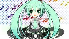 Chibi blush hatsune miku vocaloid twintails aqua hair aqua eyes