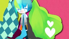 Chibi hatsune miku vocaloid aqua hair