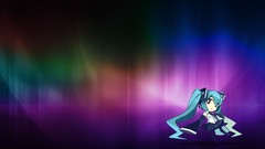 Chibi long hair anime girls hatsune miku vocaloid aqua hair