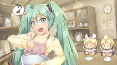 Chibi long hair green eyes hatsune miku vocaloid green hair 