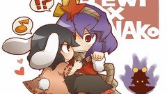 Chibi red eyes blush anime girls brunettes touhou animal ears 