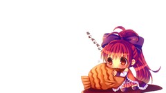 Chibi red eyes blush long hair anime girls mahou shoujo madoka 