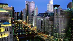 Chicago City Lights cities rivers cityscapes