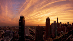 Chicago morning buildings orange