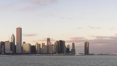 Chicago skyline at sunset