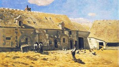 Chickens Horses paintings impressionism normandy Claude Monet 